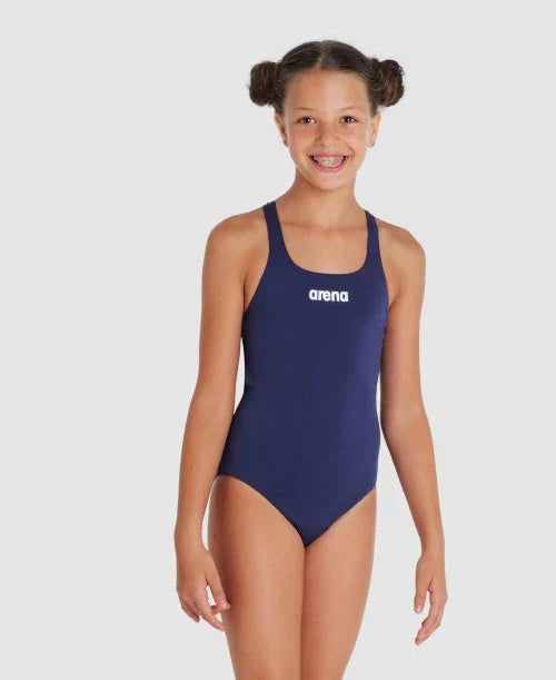 MÄDCHEN-MANNSCHAFTSBADEANZUG SWIM PRO SOLID NAVY-WEISS (6-15 Jahre)